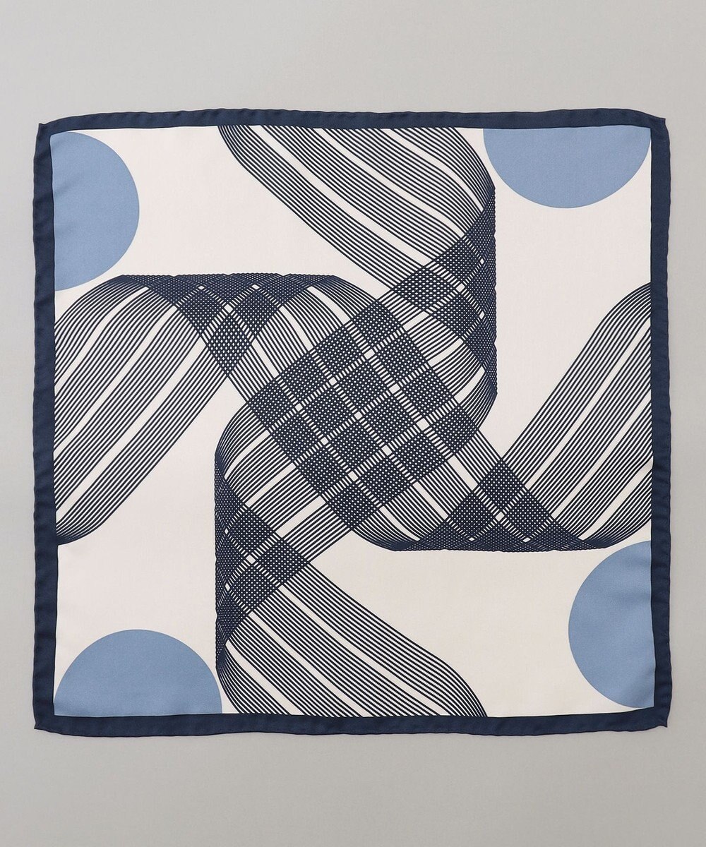 GOTAIRIKU 首にも巻ける【2WAY/日本製】シルク100% ポケットチーフ（幾何学柄） 