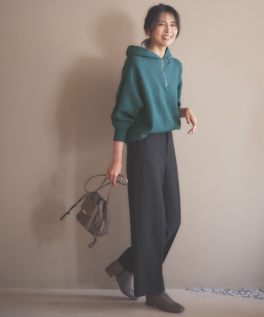 ANY 【洗濯機可】しあわせタッチハーフジップフーディー 