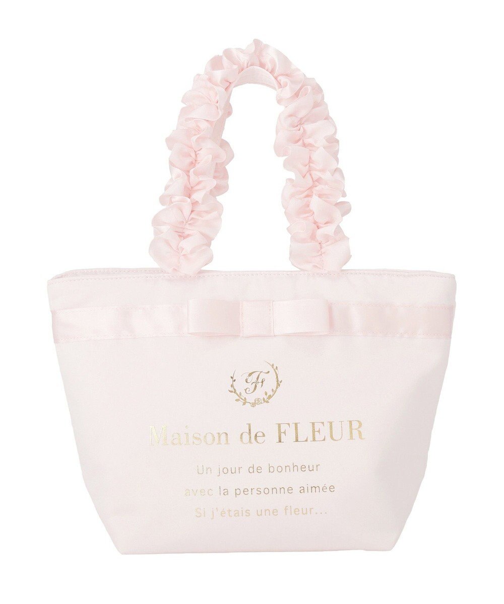 Maison de FLEUR ブランドロゴフリルハンドルトートSバッグ 