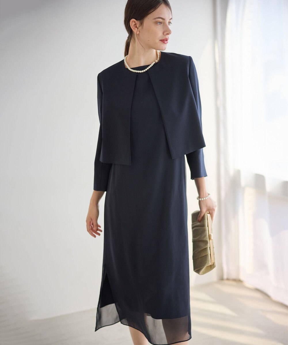 23区 S 【APPLAUDIR】シフォンジョーゼット コンビドレス 