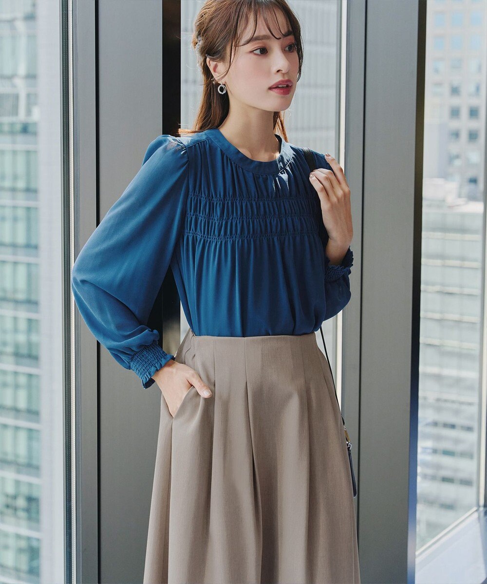 Tiaclasse 【洗える】メランジツイルフレアスカート 