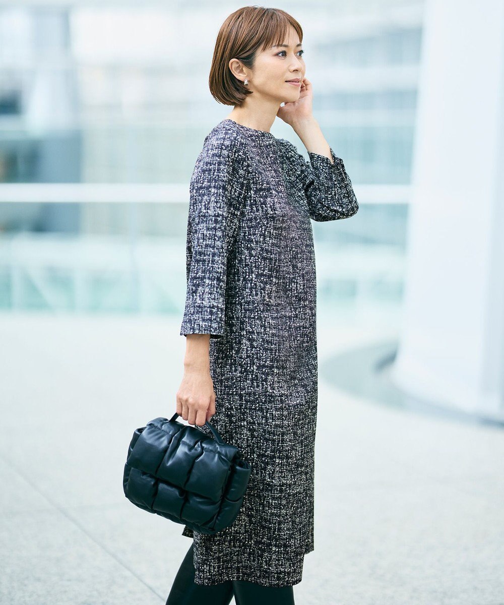 自由区 S プリントジャガードストレッチ  ワンピース 