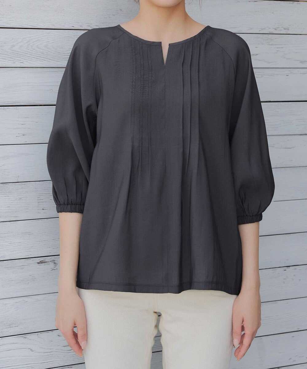 Tiaclasse L 【洗える】ラグランタックブラウス 