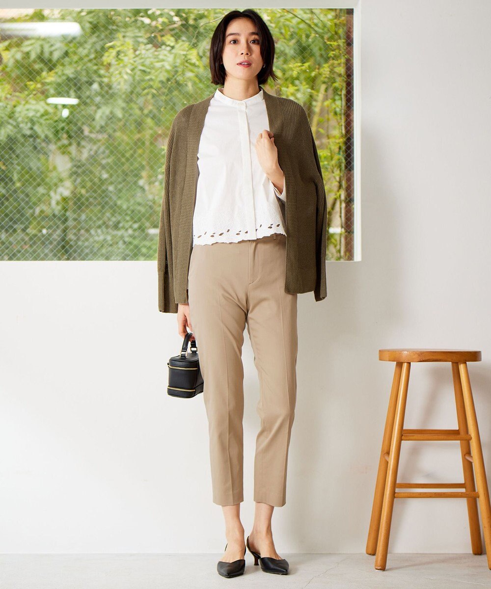 自由区 【WEB限定カラーあり・洗える】リネンミドルゲージニット カーディガン 