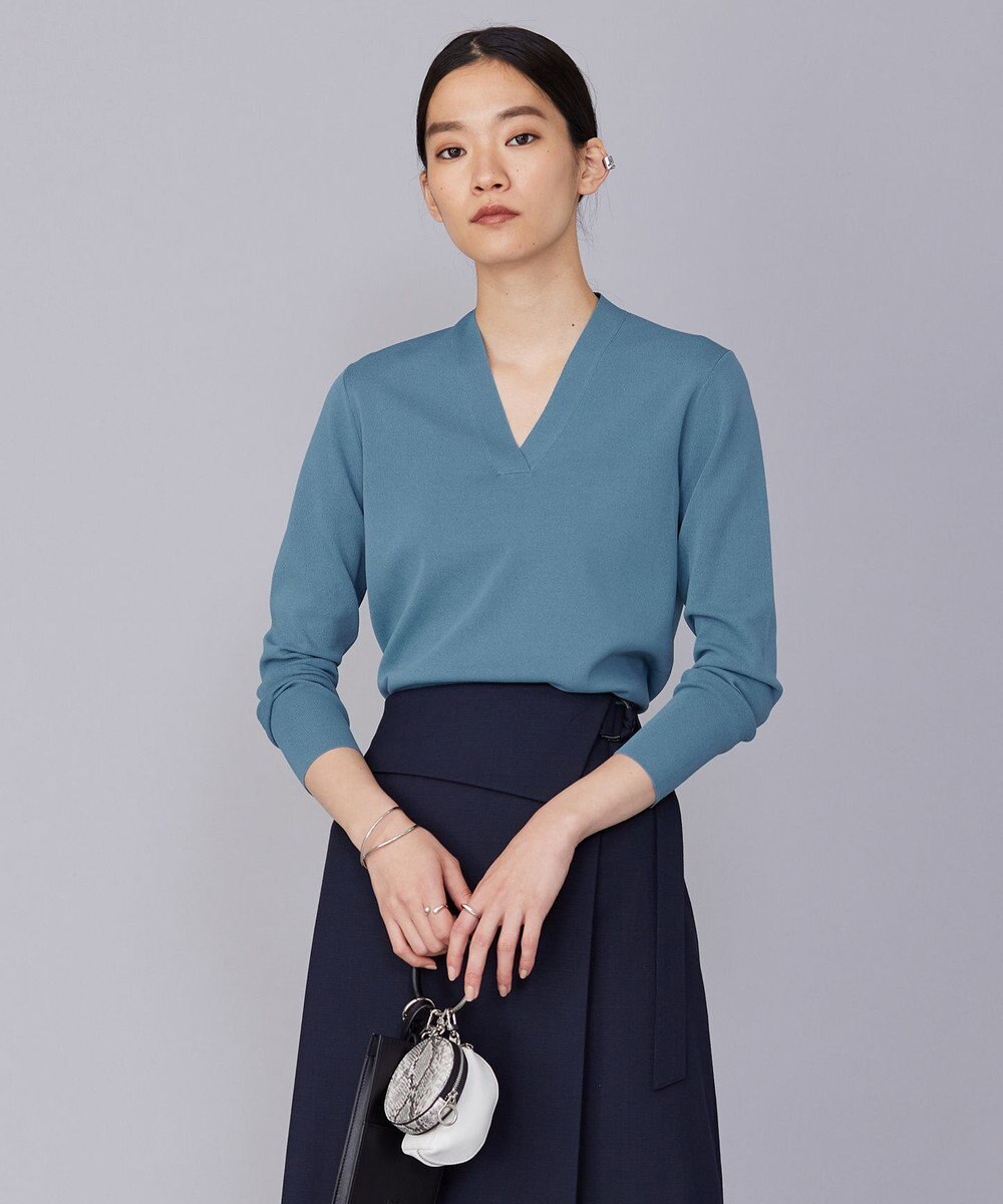 ICB 【洗える】 シンセティックフルニードル Vネックプルオーバー 