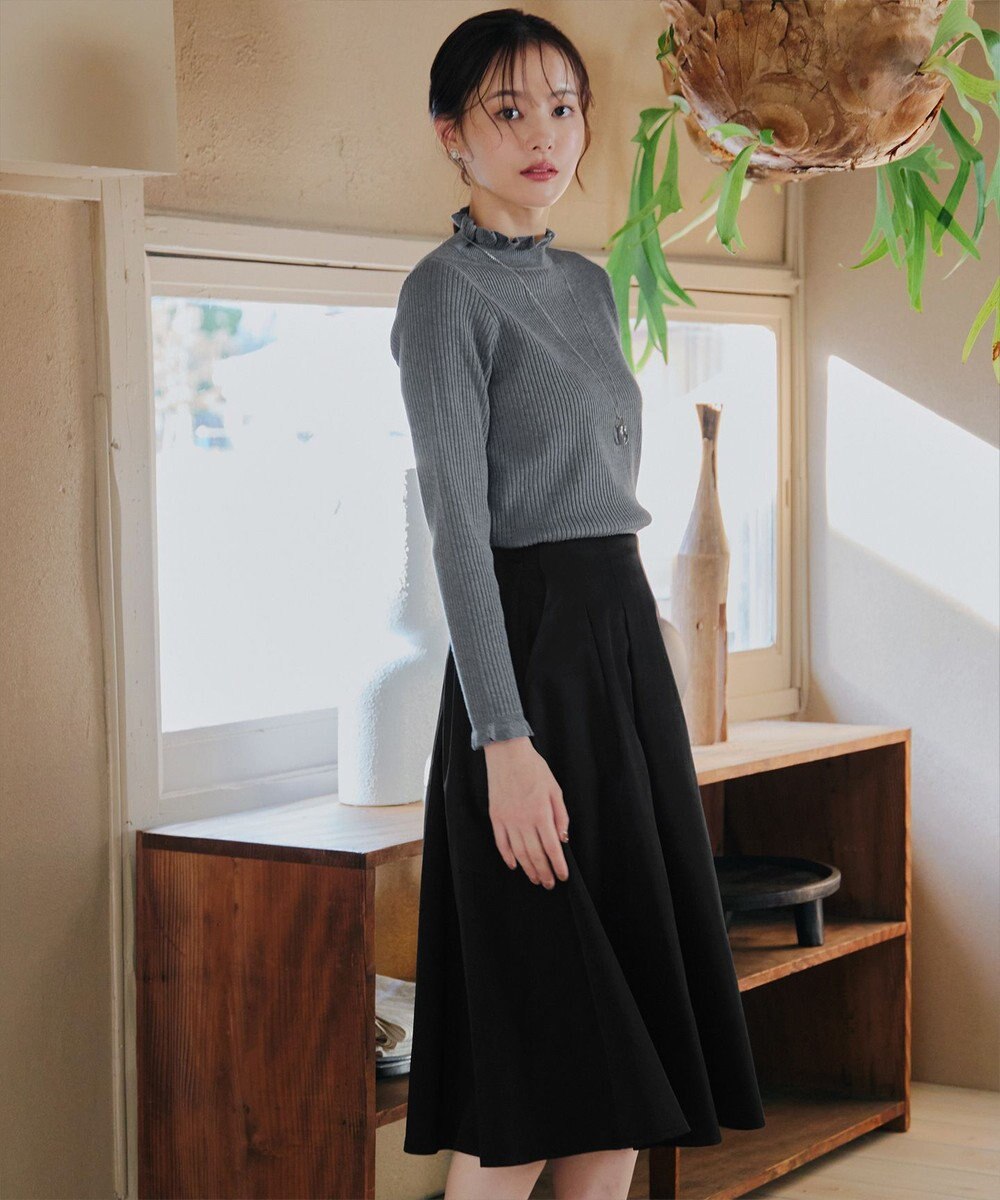 Tiaclasse 【洗える】メランジツイルフレアスカート 