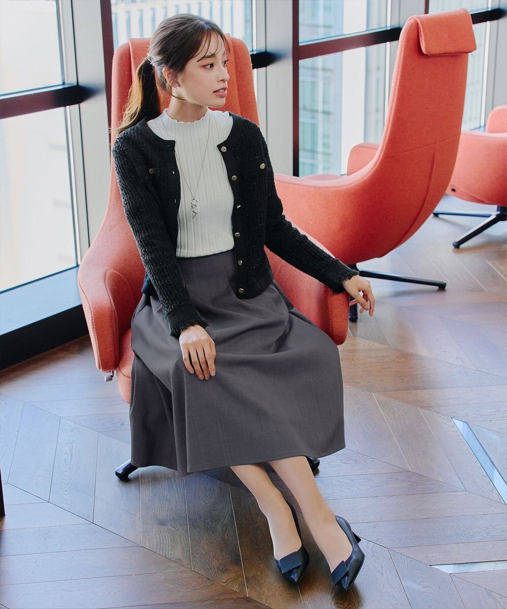 Tiaclasse 【洗える】メランジツイルフレアスカート 