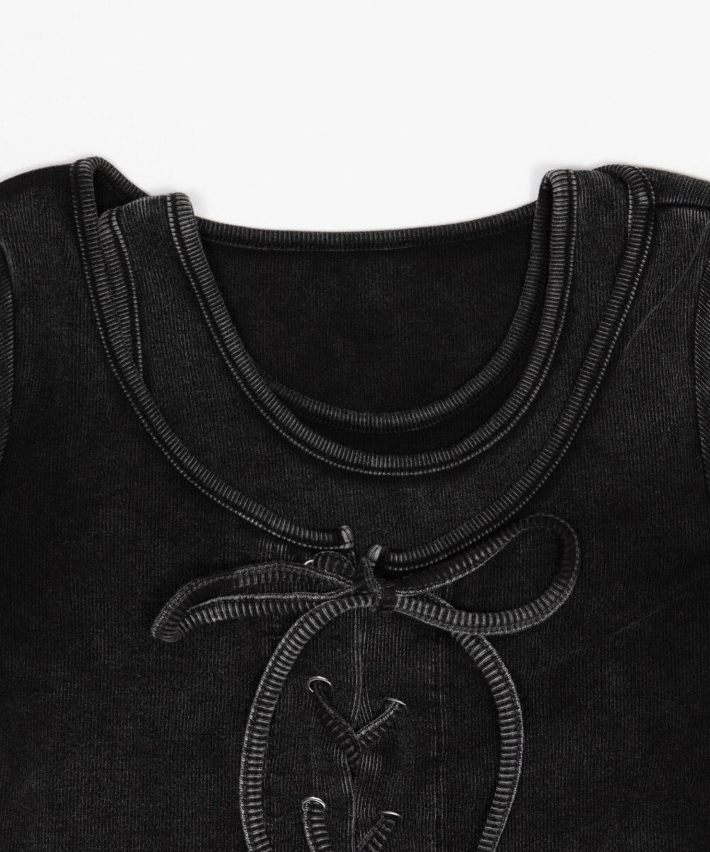 WEGO ヴィンテージライクレースアップT 