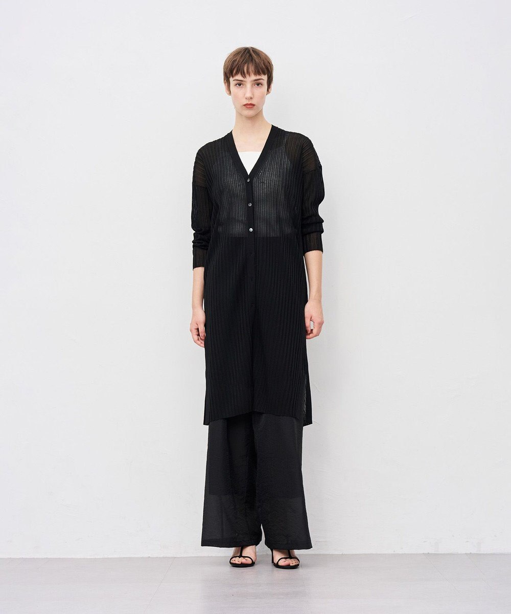 uncrave シアーニット リブロングカーディガン 