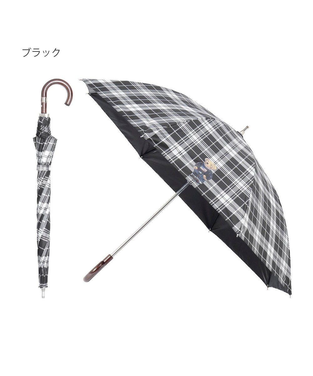 MOONBAT 【軽量】POLO RALPH LAUREN 晴雨兼用日傘 長傘 チェック／遮光 遮熱 UV ブラック