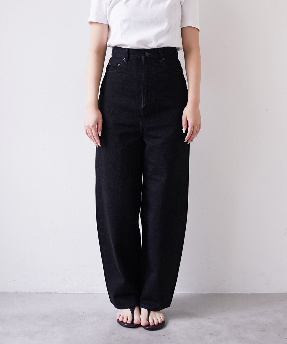 woadblue 石岡真実さん着用 サルエルブレットデニムパンツ ブラック 