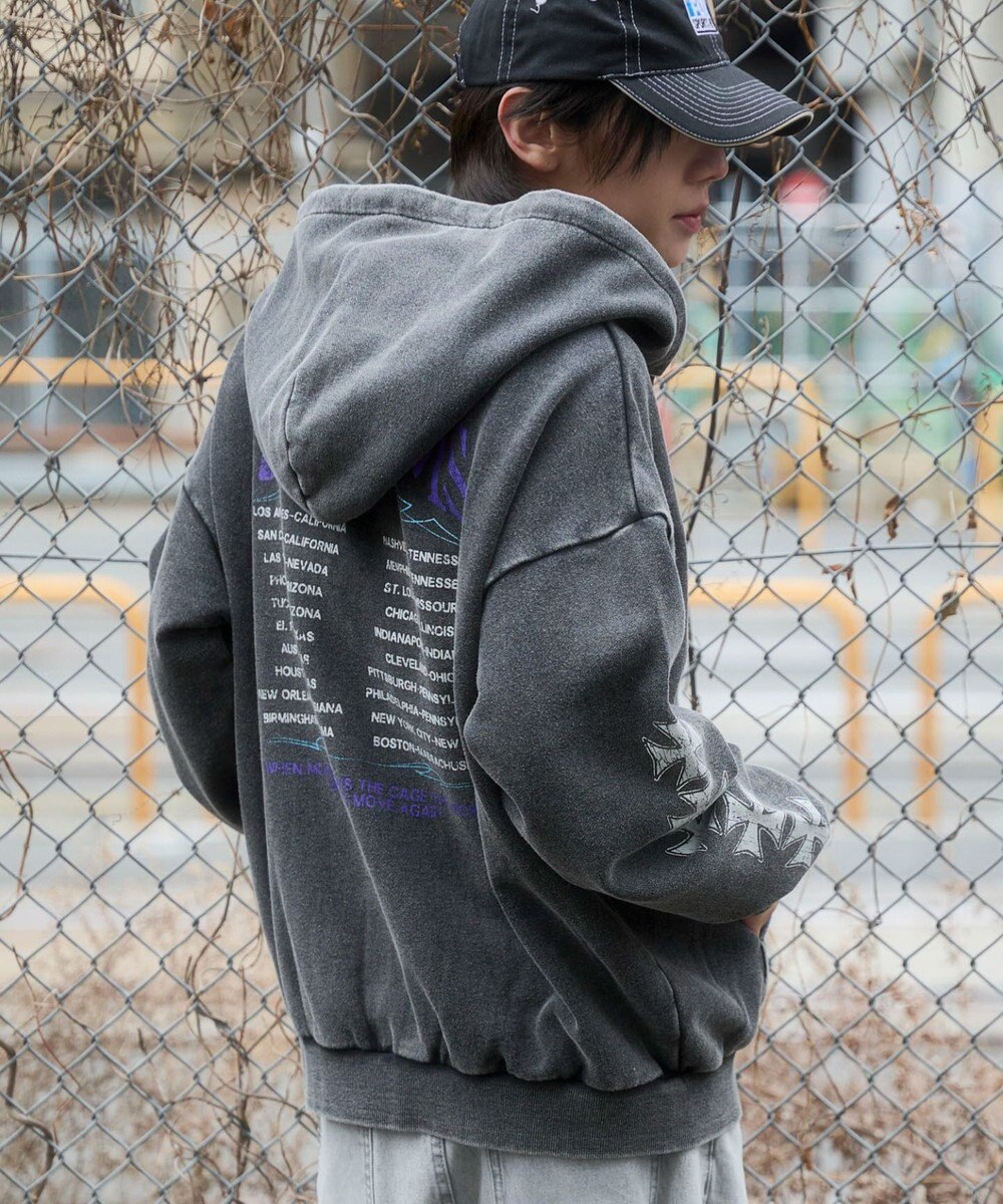 WEGO 【ユニセックス着用ITEM】ブリーチグラフィックZIPパーカー 