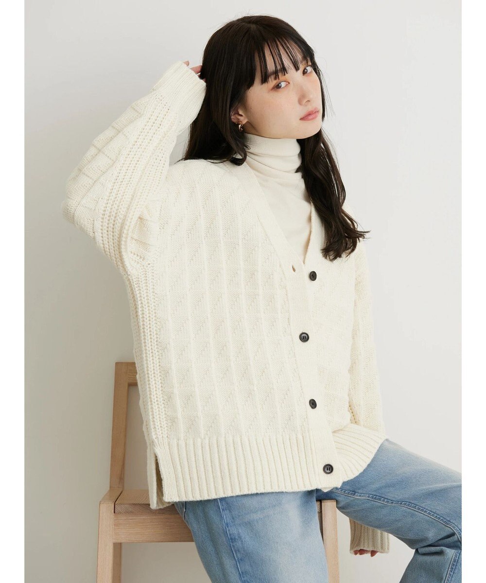 AMERICAN HOLIC スクエア柄Ｖネックニットカーディガン 