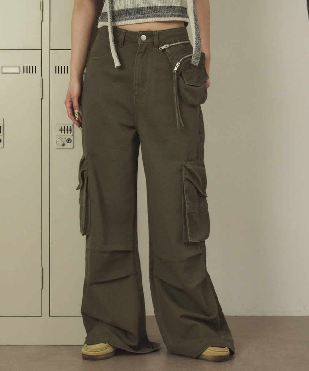 WEGO ポーチ付きウォッシュドカーゴパンツ 