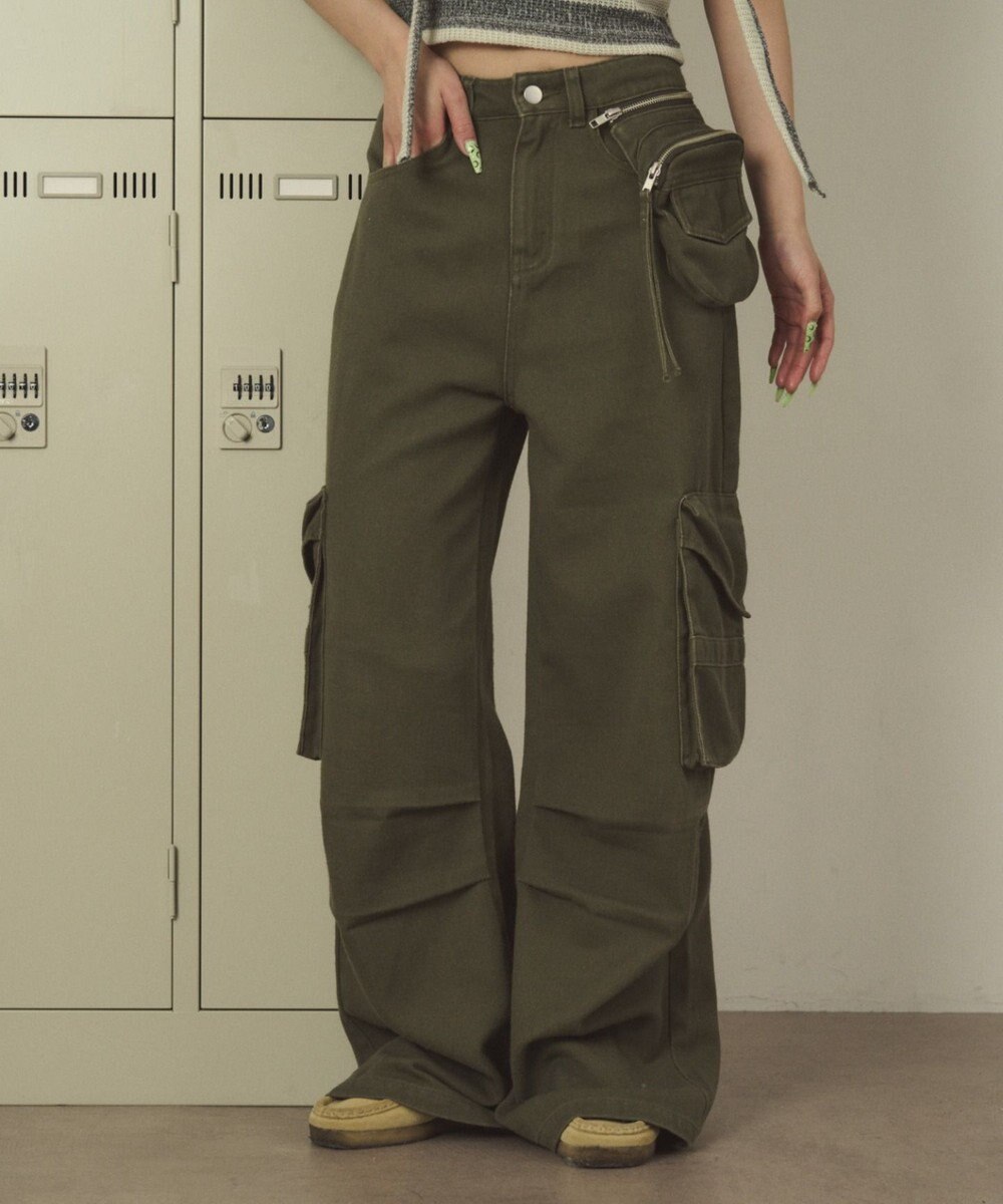 WEGO ポーチ付きウォッシュドカーゴパンツ 