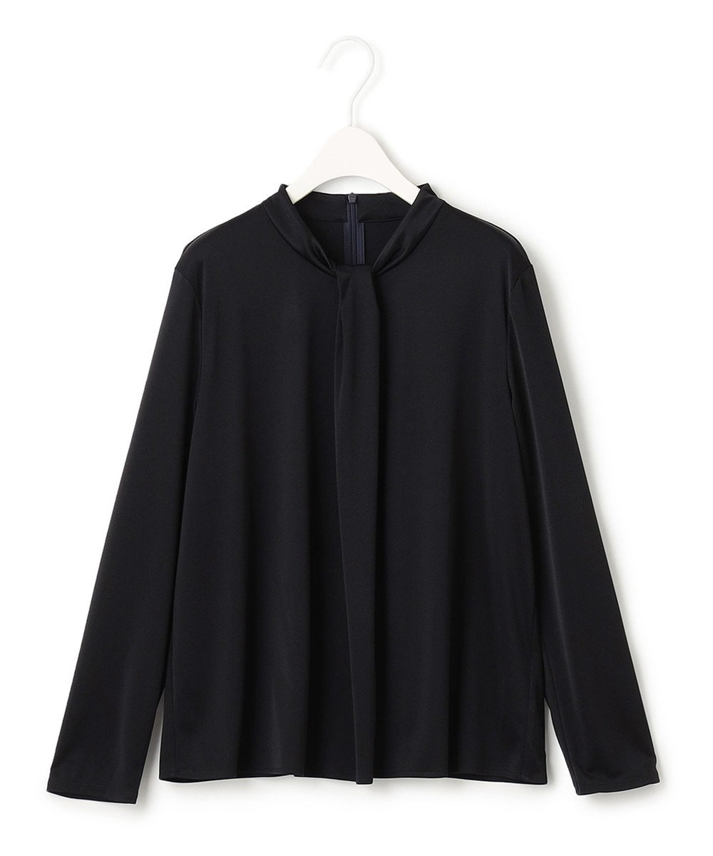 ICB L 【洗える】トリアセサテンスムース ボウタイ風プルオーバー 