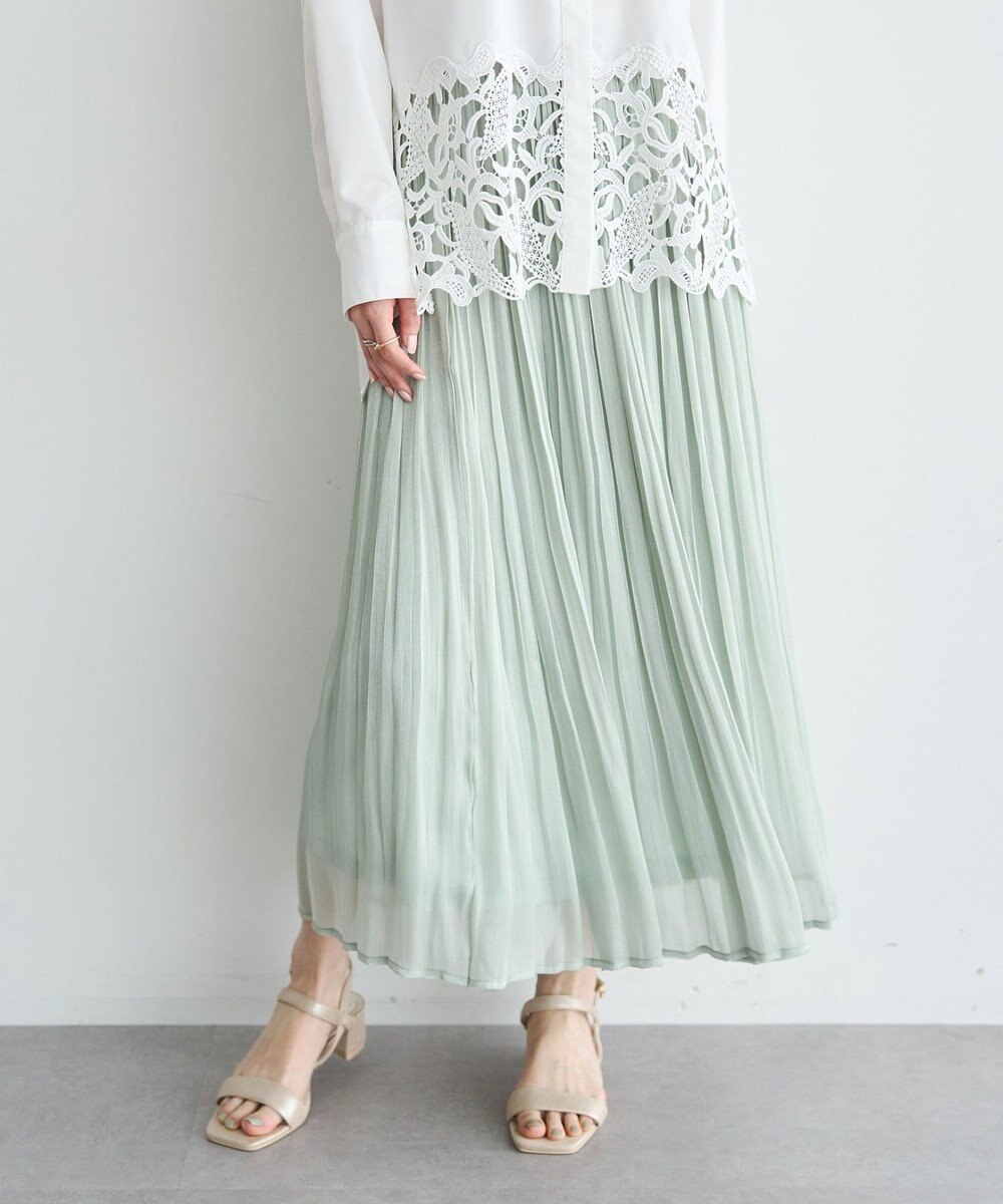 YECCA VECCA シャイニーサテンプリーツスカート 