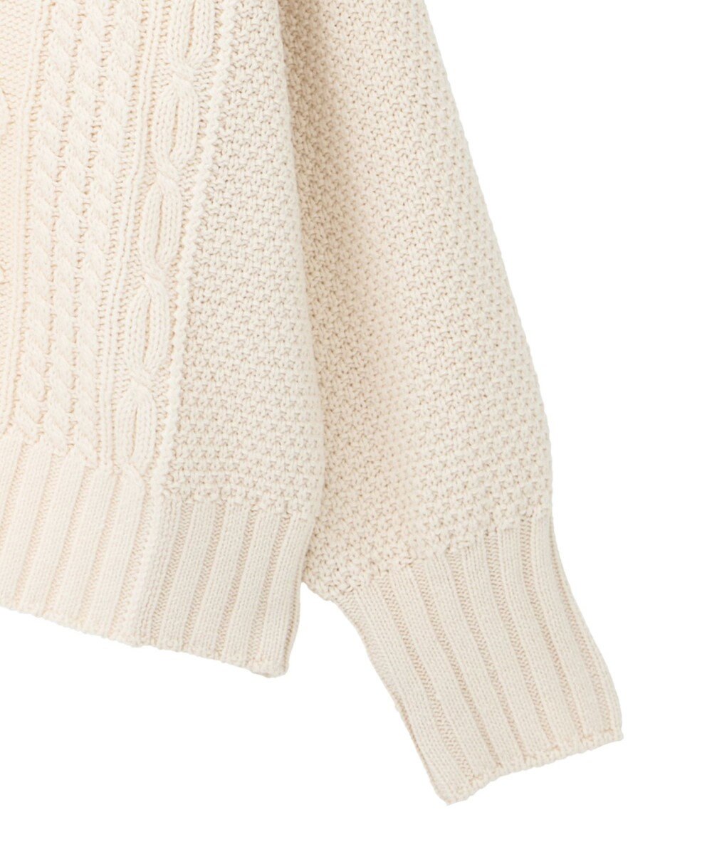 earth music&ecology 【洗濯機洗い可】アンチピリングC/Aパッチワークケーブルニット 