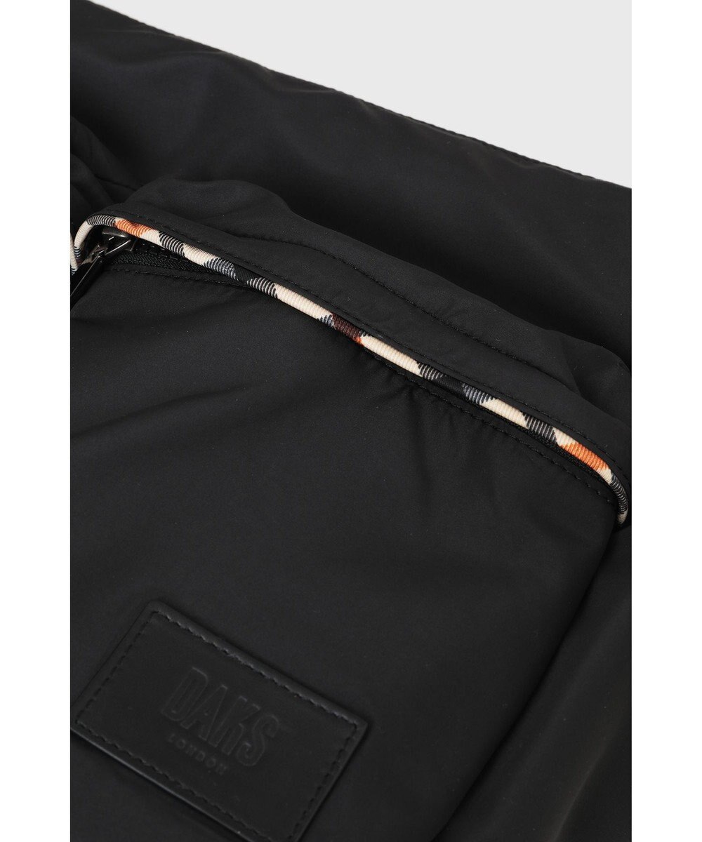 DAKS ナイロン×牛革 ハウスチェックディテール フラップショルダーバッグ 