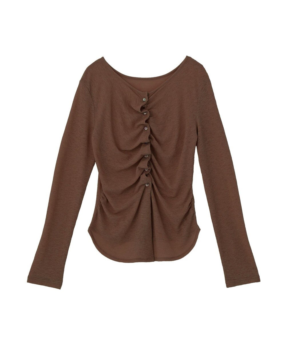 earth music&ecology 【予約】シアーワッフルタックボタントップス 