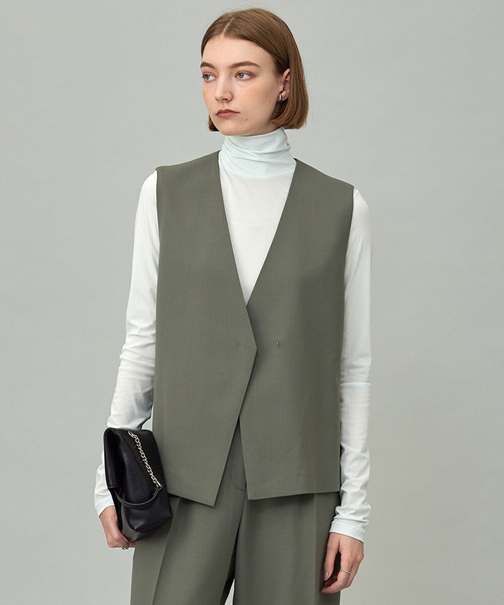 ICB L 【UVカット・洗える】ウール2WAYストレッチ Vネックベスト 