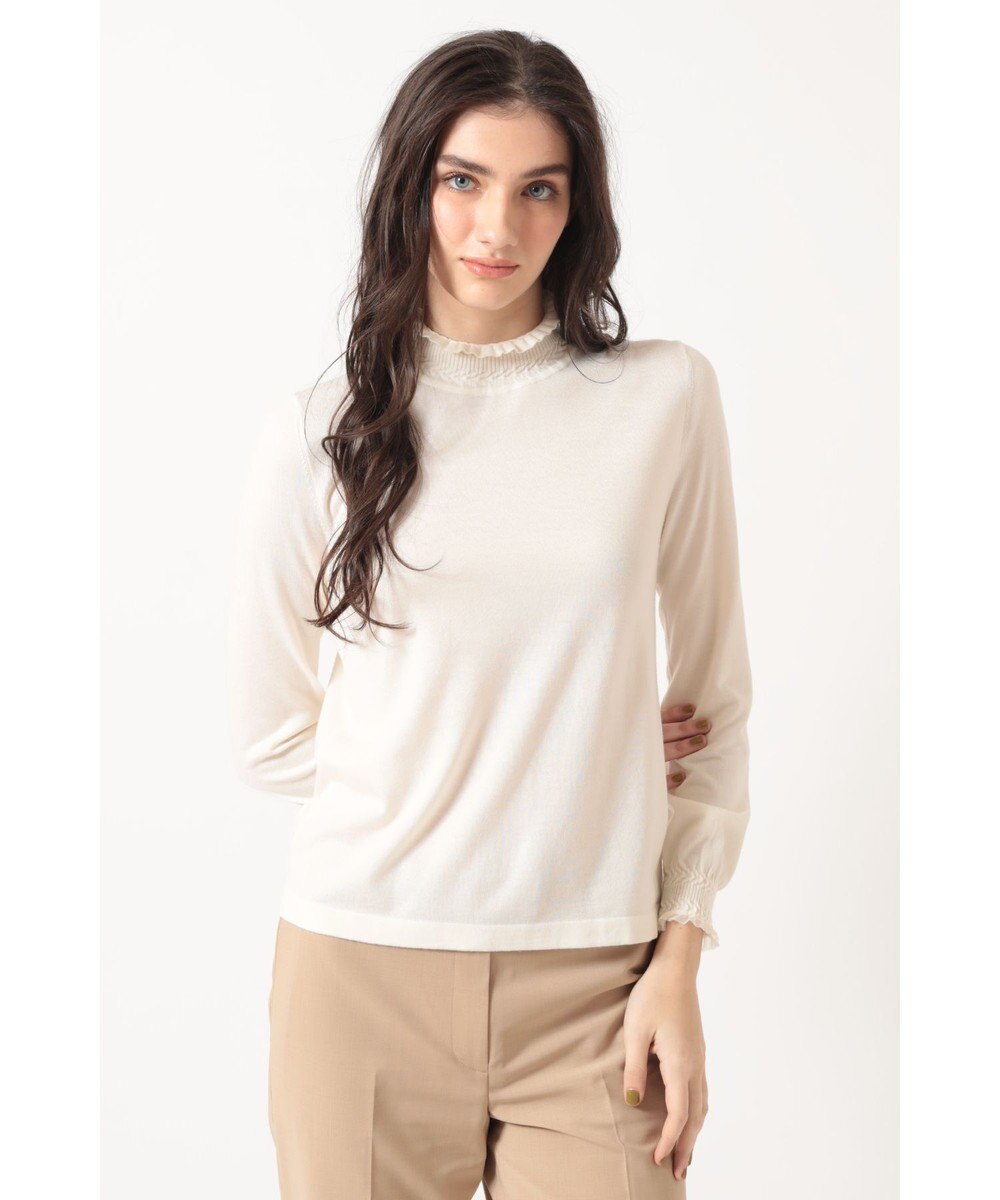 DAKS キュプラ混ハイネックプルオーバー ミニフリル 