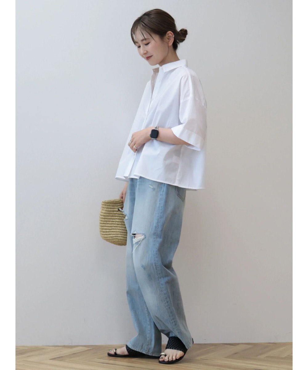 AMERICAN HOLIC イージーケア５分袖バックタックシャツ 