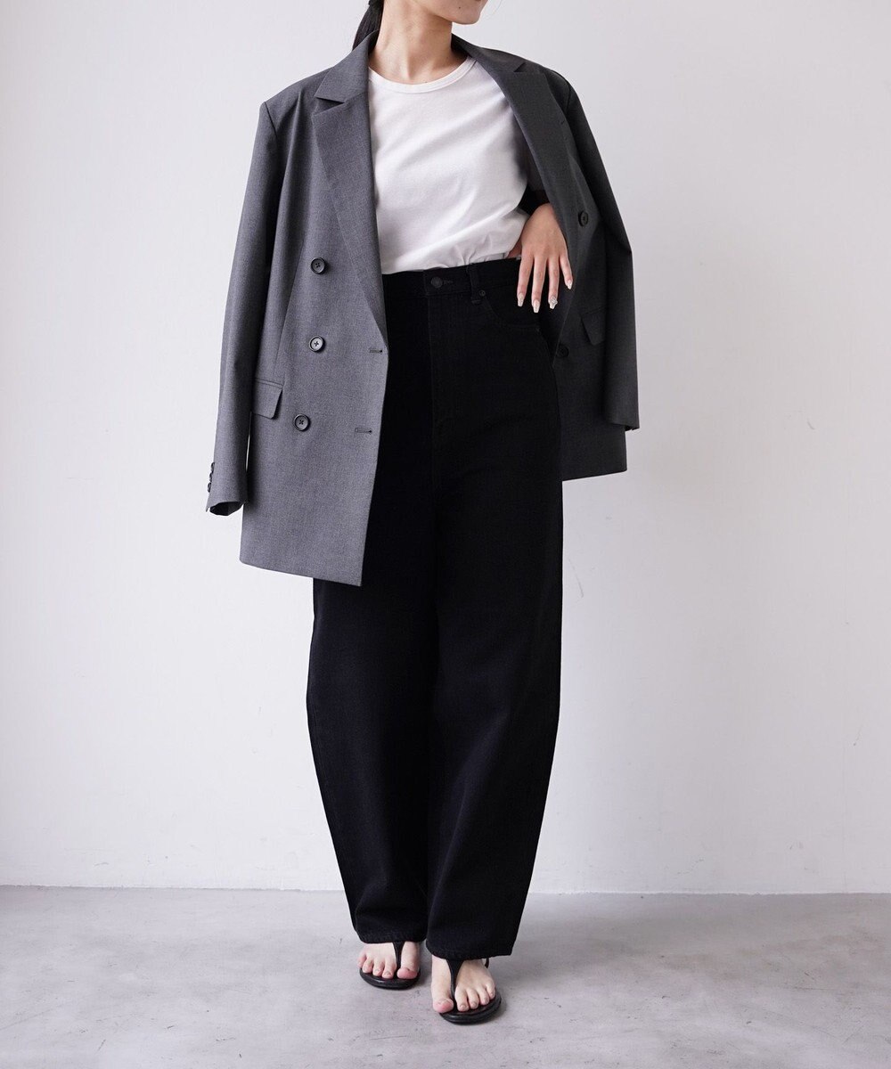 woadblue 石岡真実さん着用 サルエルブレットデニムパンツ ブラック 