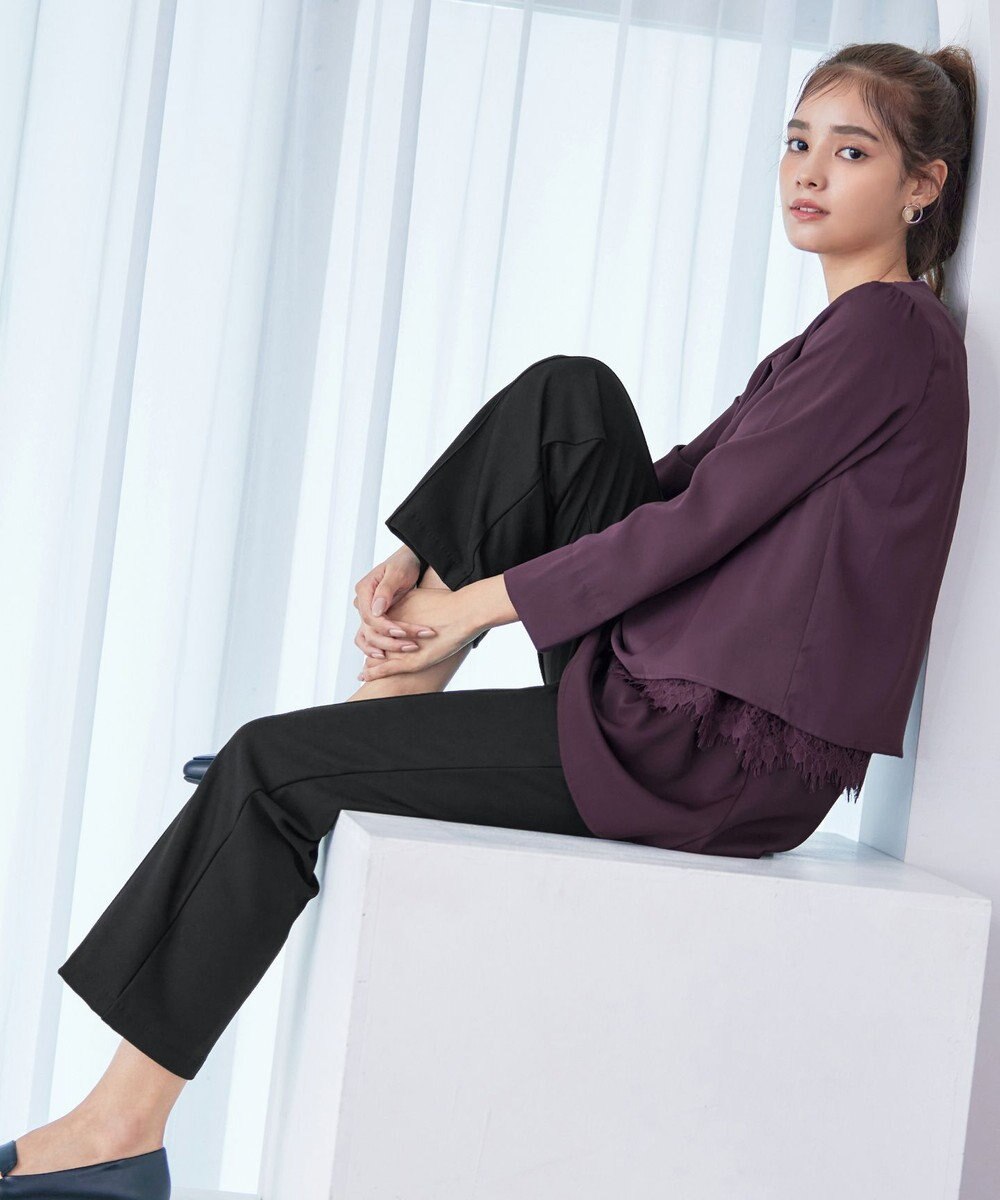 Tiaclasse 【日本製・洗える】すふれ起毛ワイドパンツ 