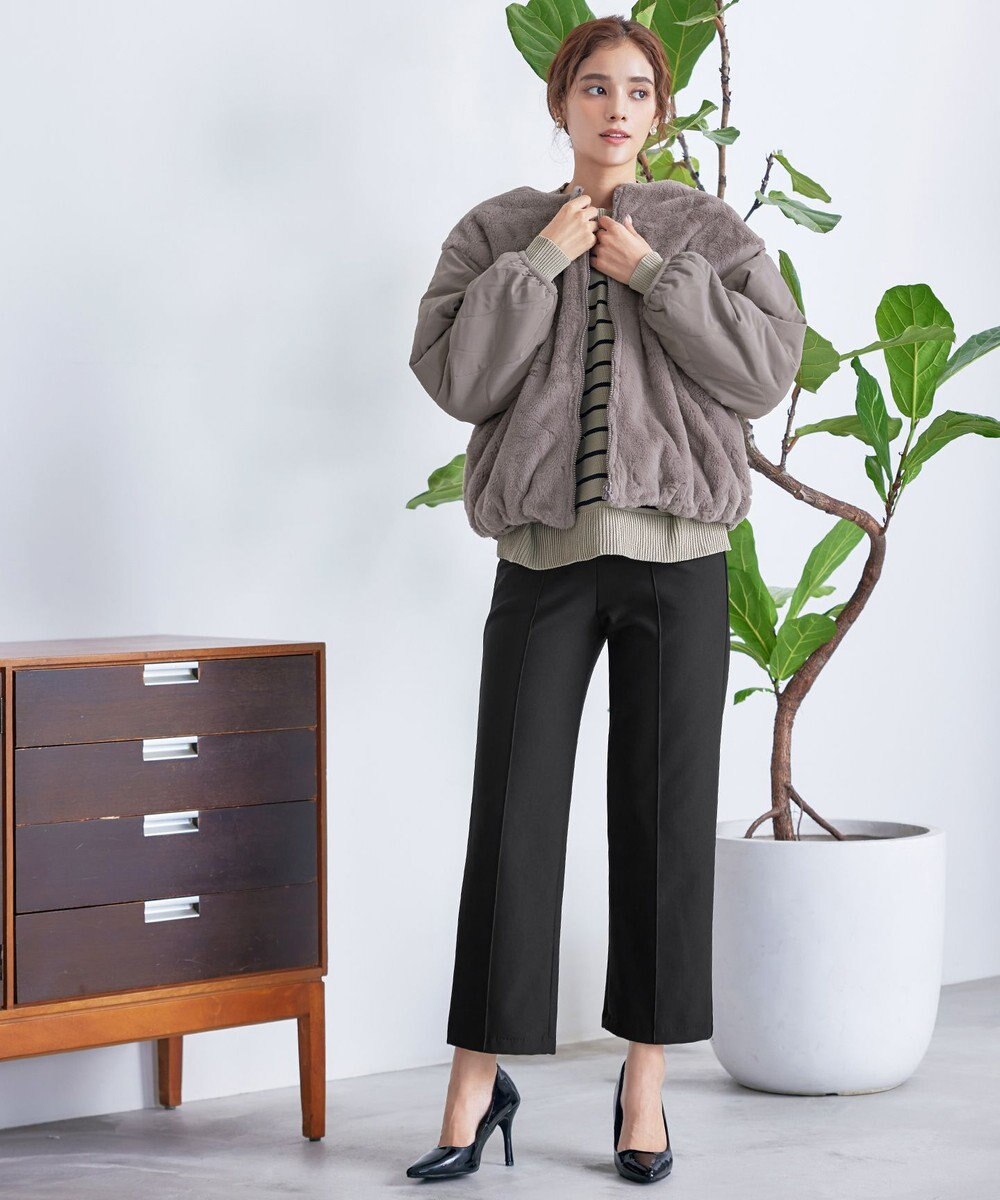 Tiaclasse 【日本製・洗える】すふれ起毛ワイドパンツ 