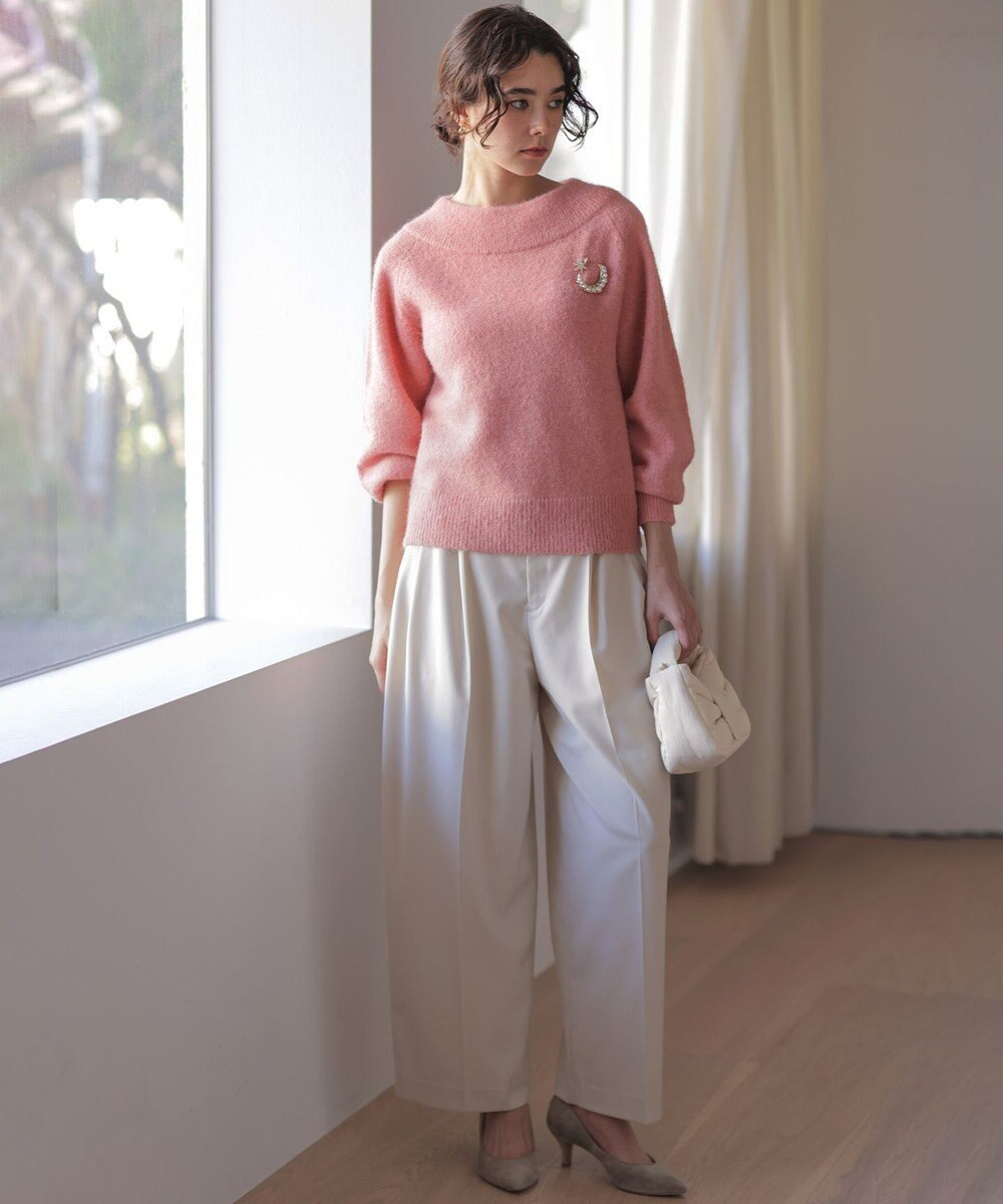 組曲 L へアリーヤーンボートネック ニット 