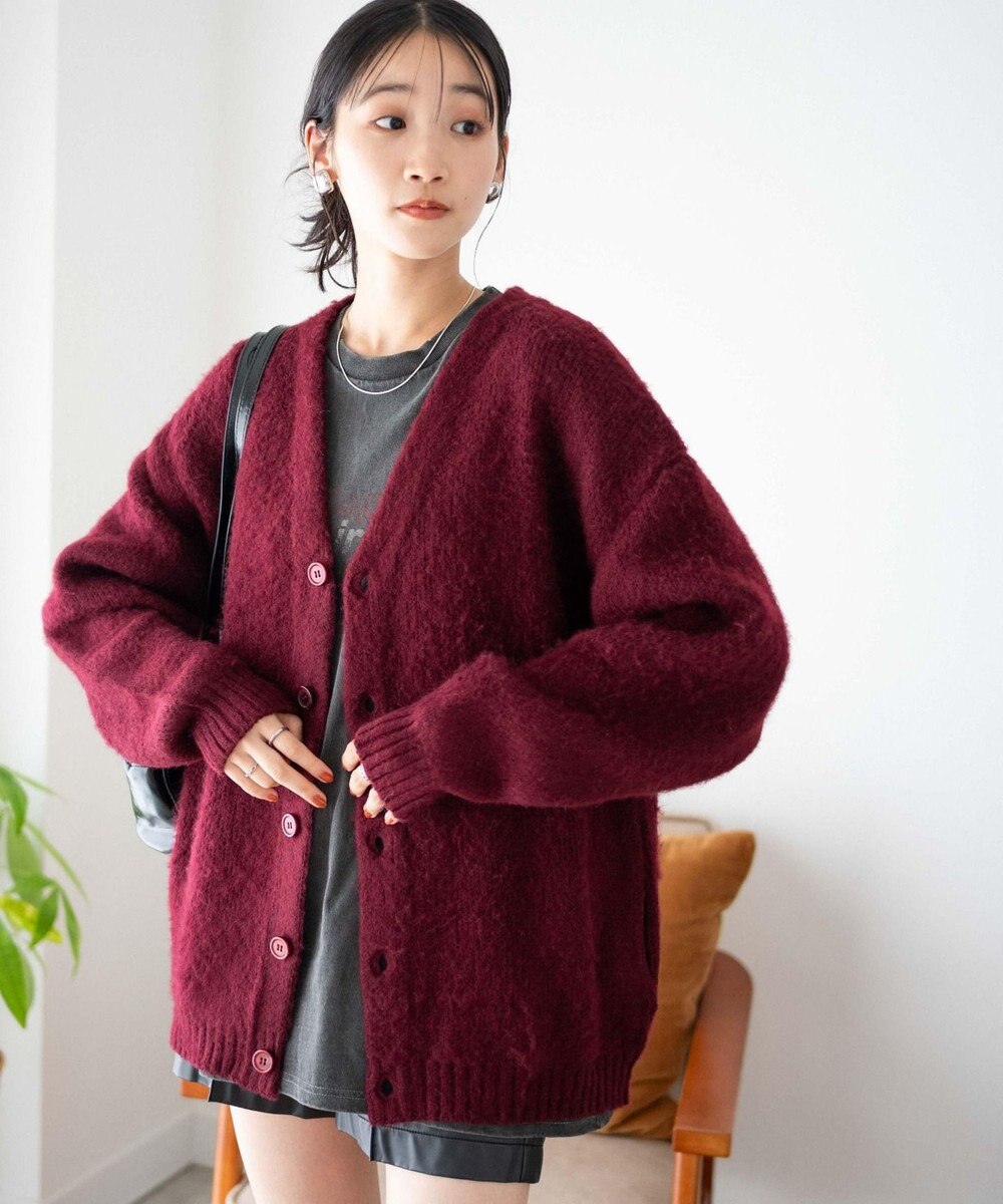 WEGO モヘアライクBIGカーディガン 