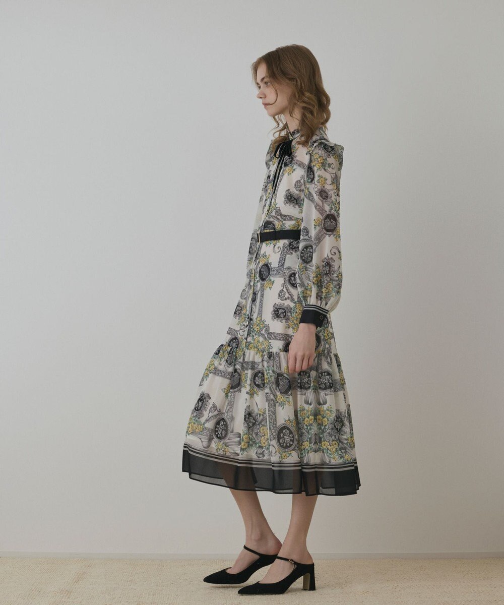 GRACE CONTINENTAL オーナメントフラワープリントワンピース 