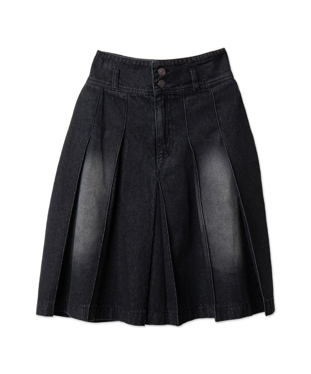 WEGO ヴィンテージウォッシュデニムプリーツミドルスカート 
