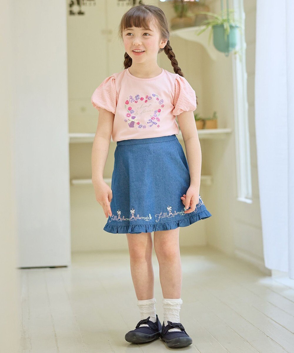 ANY KIDS フラワー 刺繍 Tシャツ 