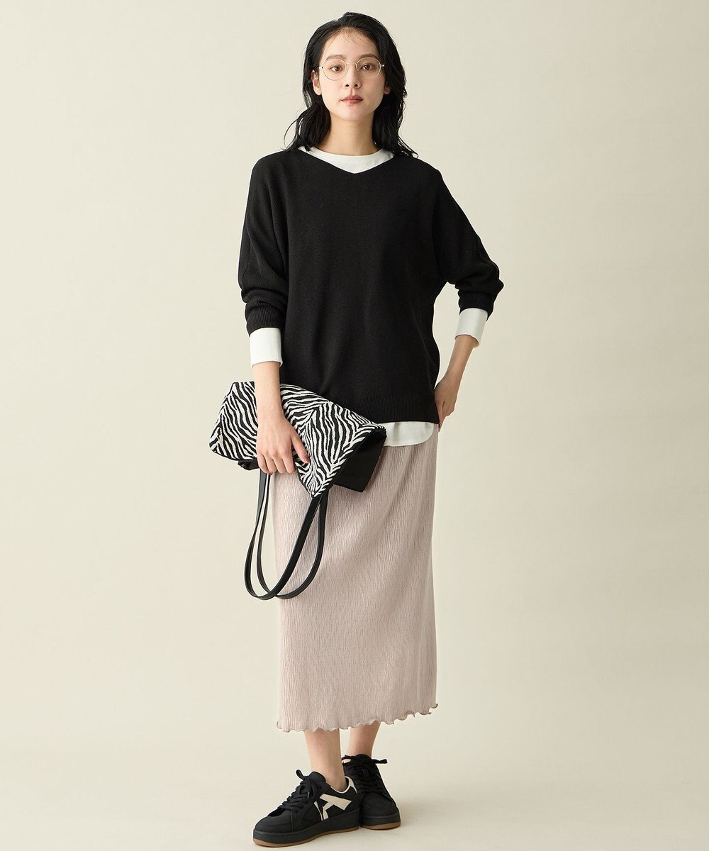 ANY L 【ウエストゴム】シュリンクベロアスカート 