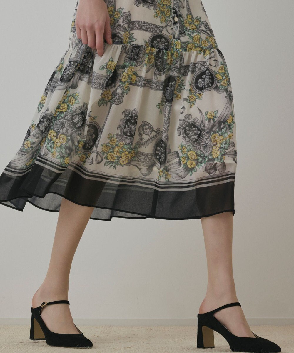 GRACE CONTINENTAL オーナメントフラワープリントワンピース 