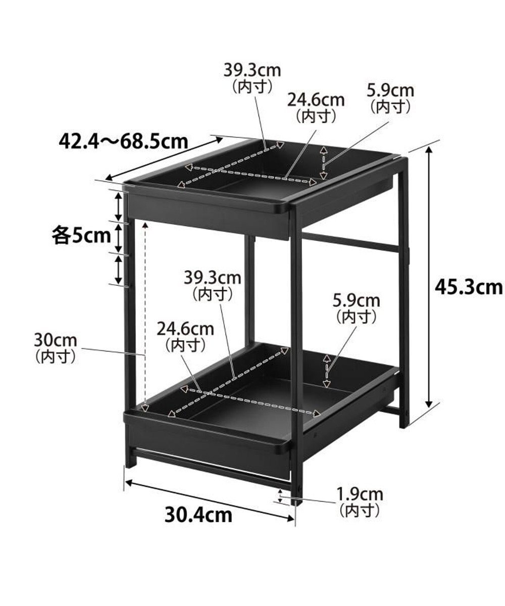 tower シンク下スライドラック タワー 2段 ブラック 