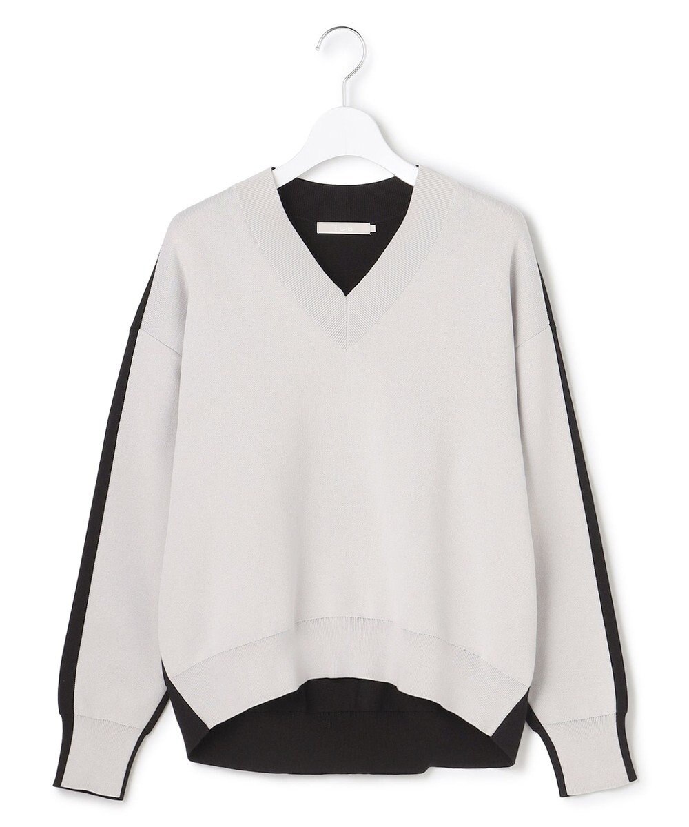 ICB 【先行予約】 コットンポリエステルスムース Vネックニット 