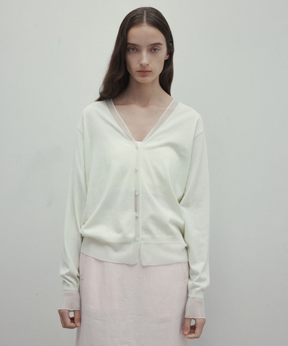 BEIGE， 【洗える】JULIE / シルク混シアーVネックカーディガン 