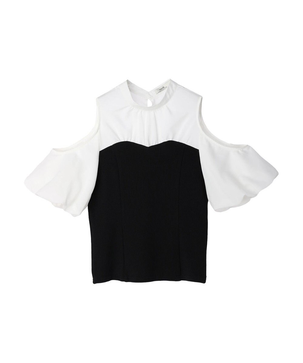 earth music&ecology オープンショルダードッキングプルオーバー 