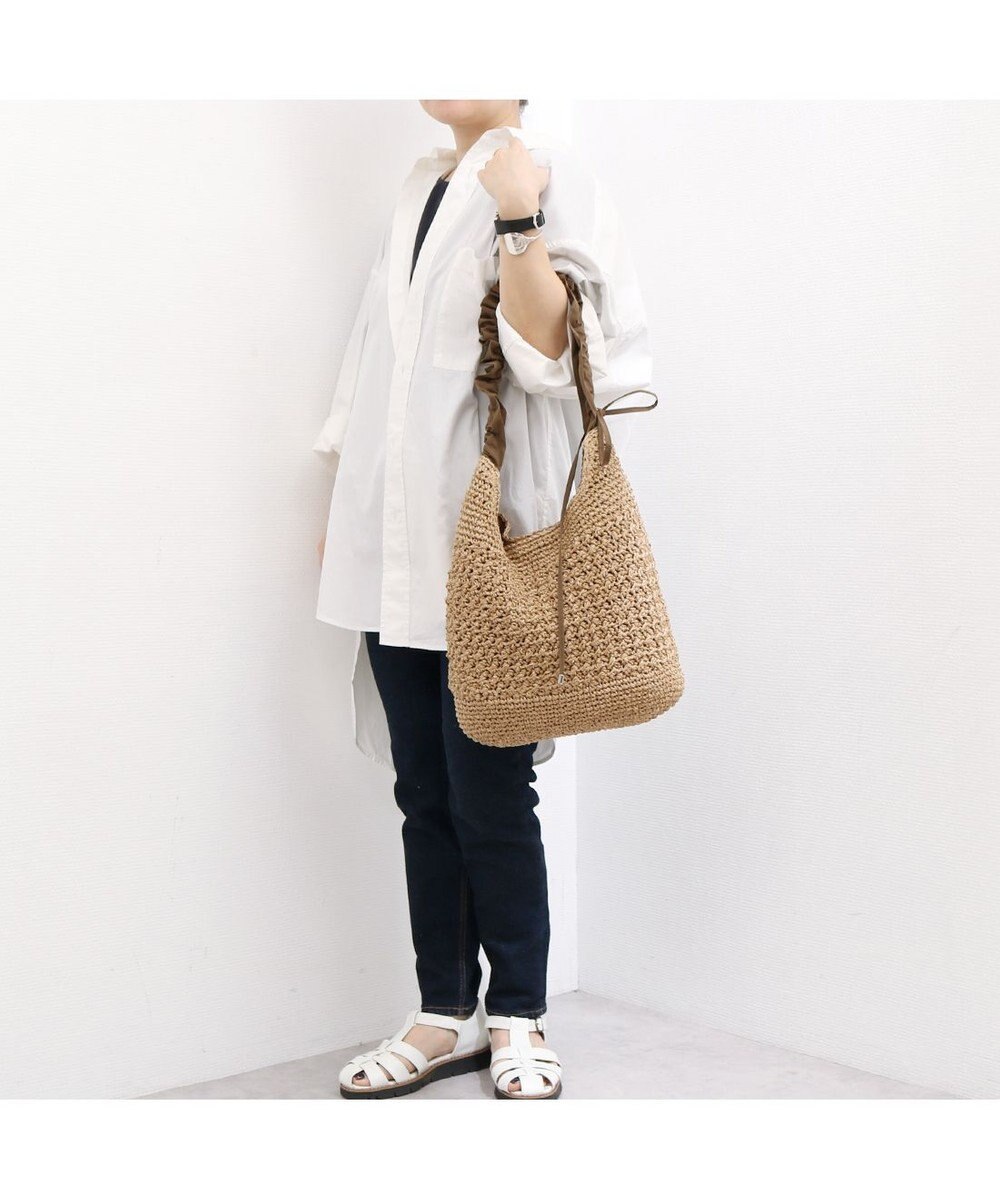 UNBILLION カシュカシュ cachecache / ドロストフリルハンドル地柄編みトート カゴバッグ 