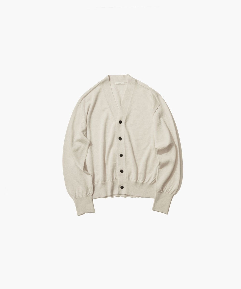 ATON RAMIE WOOL | Vネックニットカーディガン WARM WHITE