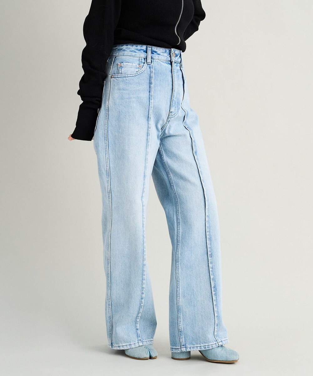 woadblue 【157】HW Semi Wide Flare TUCK Pants デニムパンツ 