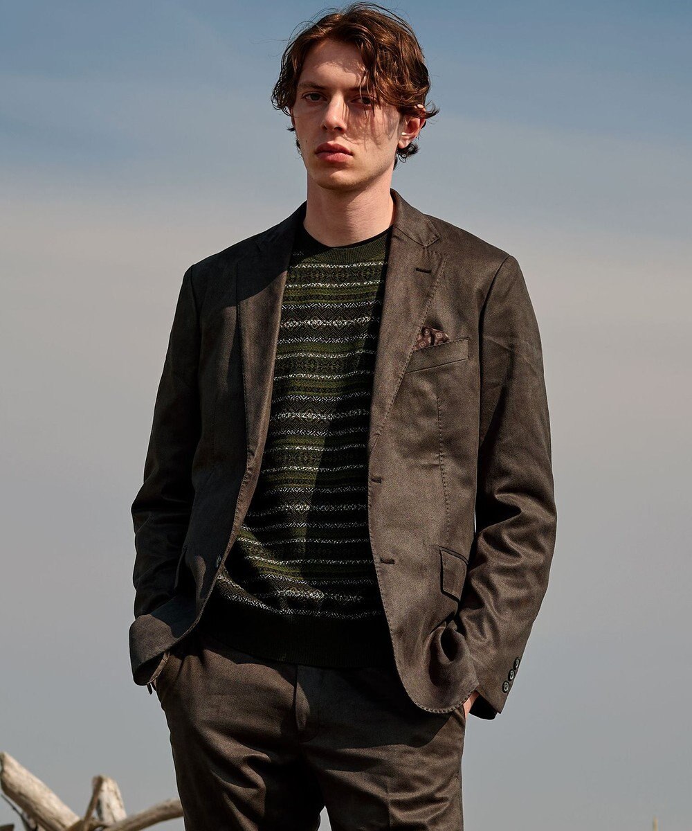 JOSEPH ABBOUD 【イタリア糸使用/洗える】フェアアエルクルーネック ニット 