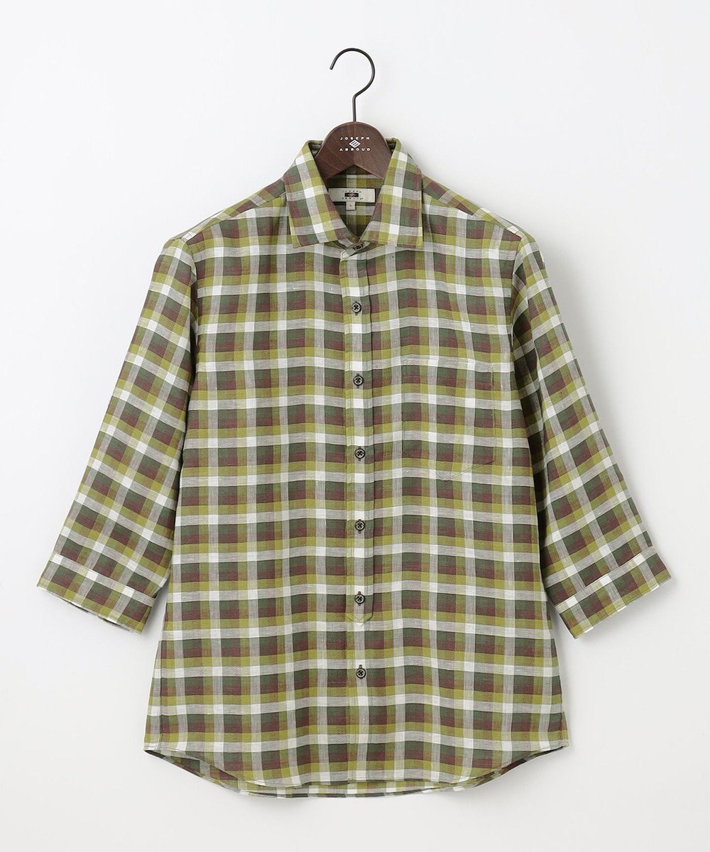JOSEPH ABBOUD 【麻100％】リネンチェック シャツ 