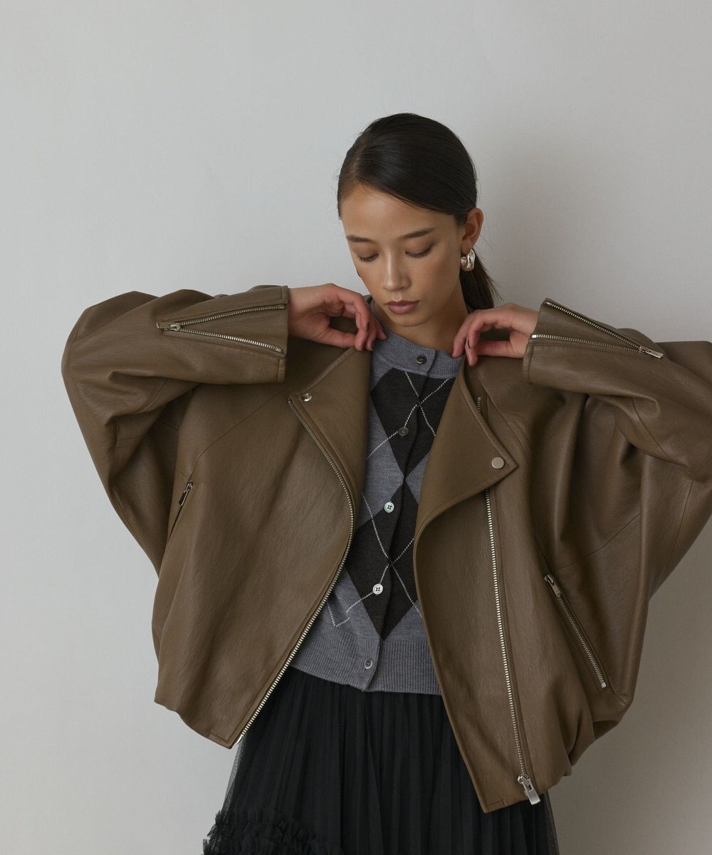 GRACE CONTINENTAL フェイクレザーライダース 