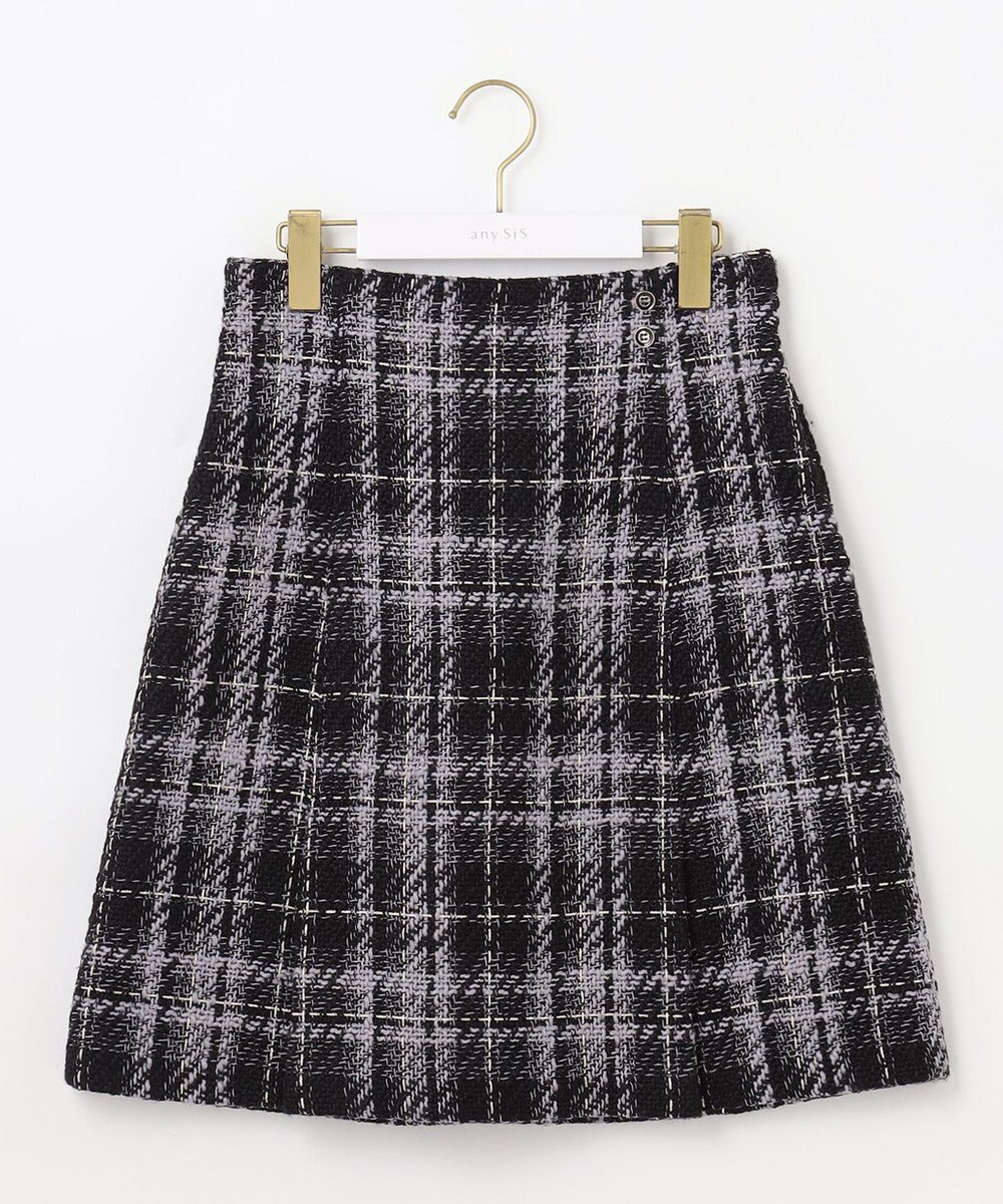 ANY SIS ファジーチェック ミニスカート 
