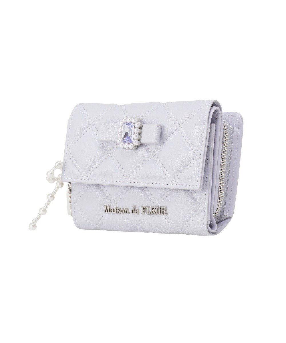 Maison de FLEUR ビジューリボンキルティングウォレット 
