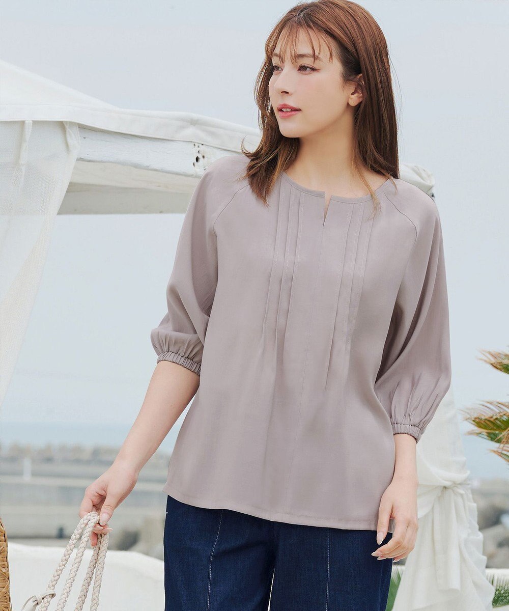 Tiaclasse L 【洗える】ラグランタックブラウス 